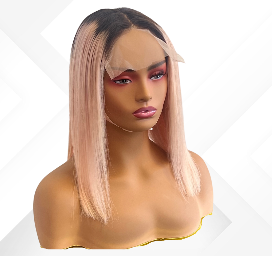 Light pink closure wig